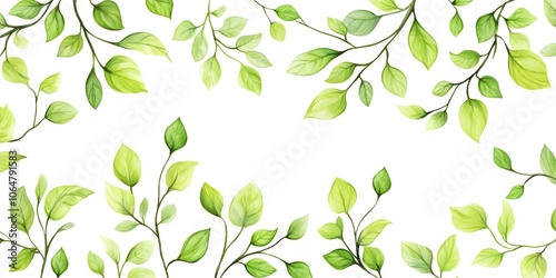 Watercolor Green Leaves Frame