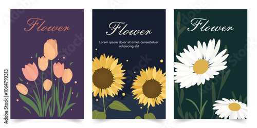 Simple minimalist floral vector design illustration background with blooming flower theme design. for banner, poster, social media, promotion