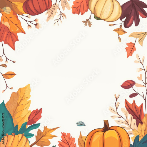 Autumn leaves border frame with vibrant foliage,Thanksgiving Design,Generated By Ai photo