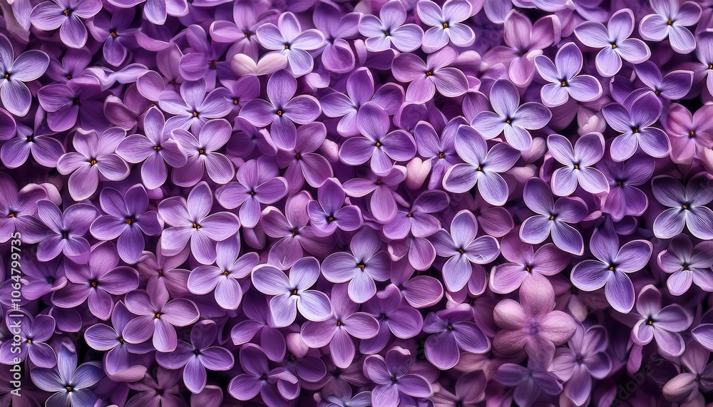 Obraz premium Close-Up of Lush Purple Lilac Blossoms in Full Bloom, Showcasing Delicate Petals in Shades of Lavender, Violet, and Soft Pink. Ideal for Nature Themed Backgrounds, Spring Decor, and Floral Patterns