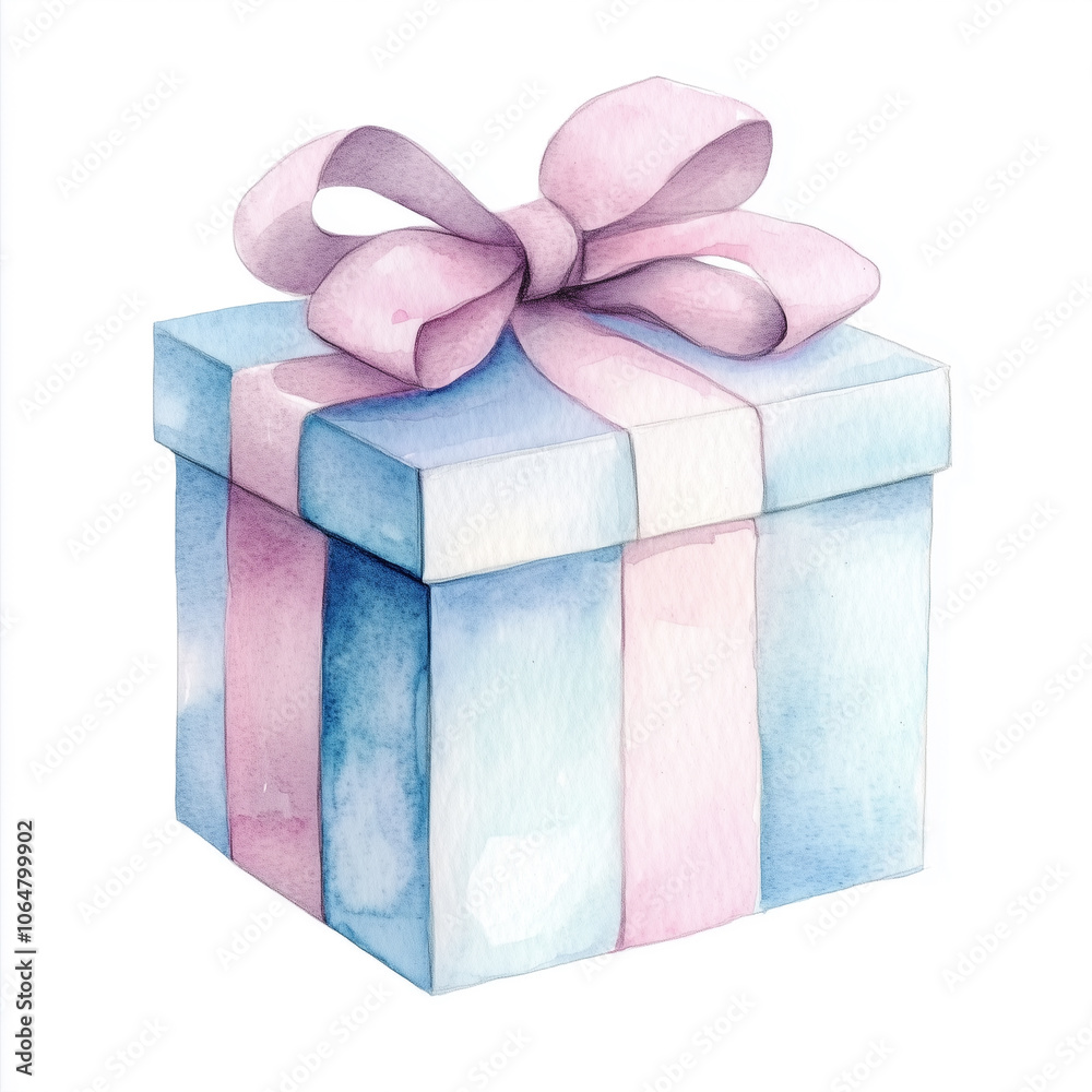 Obraz premium Cute Watercolor Gift Box Clip Art