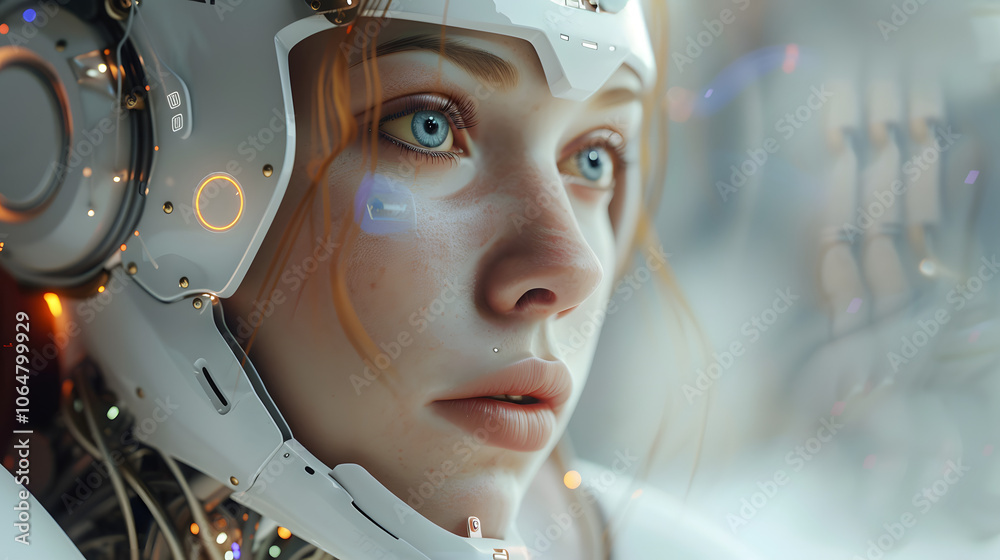 Women and Artificial Intelligence. Technology and people concept Women and Artificial Intelligence. Technology and people concept