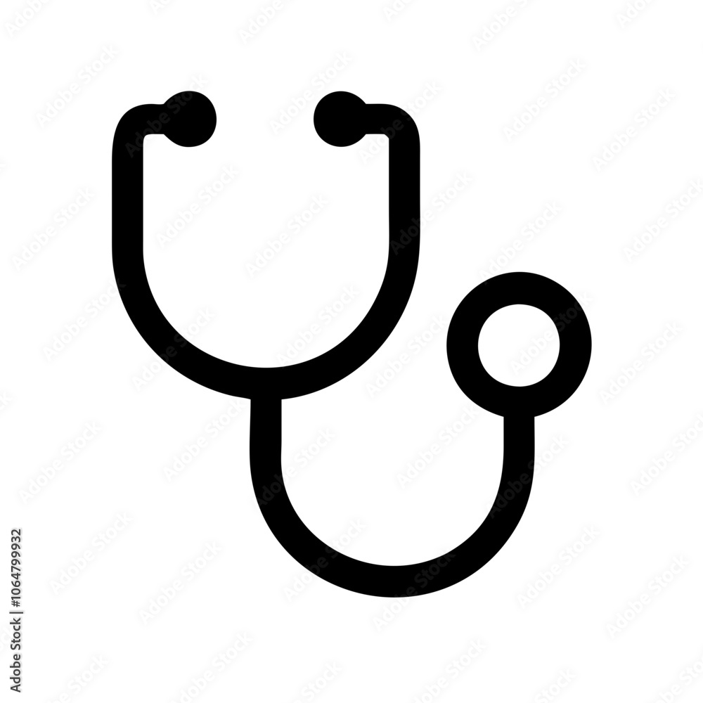 Detailed stethoscope vector illustration for medical purposes. Ideal for healthcare, hospital, and clinical graphics, this design suits various professional and creative uses.