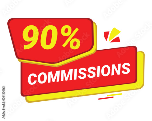 90% Commission symbol | 90% Badge | Red commission symbol 