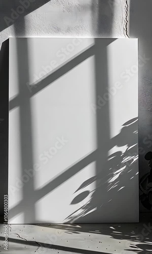 Minimalist Blank White Canvas with Copy Space on Textured Wall Background – Perfect for Branding, Artwork, and Advertising Mockups