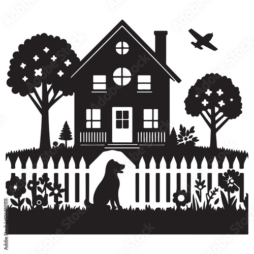 House silhouette vector on white background