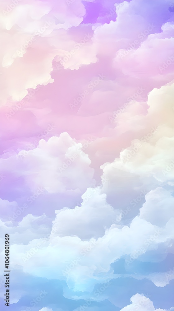 Fototapeta premium A subtle pastel rainbow gradient with soft transitions from pink, blue, and lavender, creating a dreamy, gentle background. 