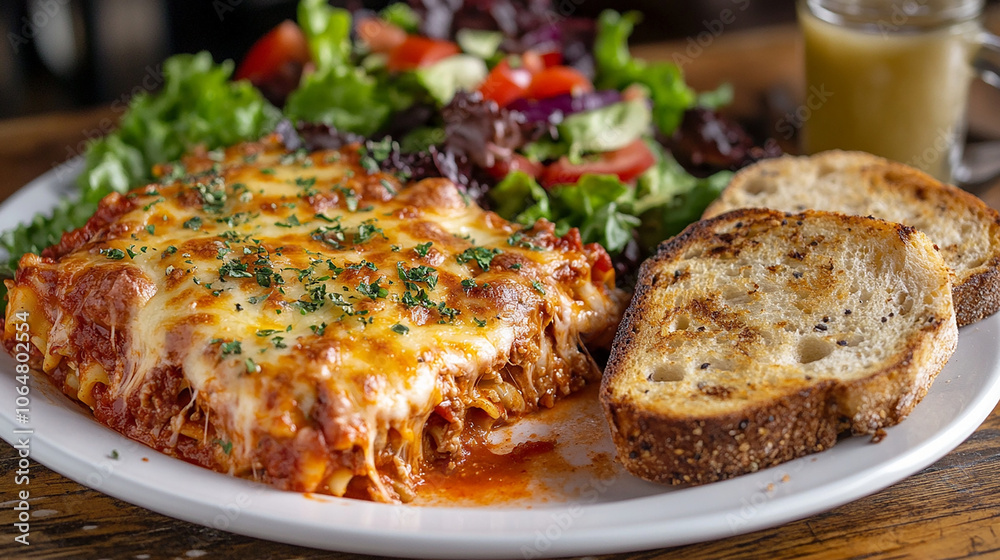 custom made wallpaper toronto digitalHearty Lasagna with Cheese, Garlic Bread, and Salad