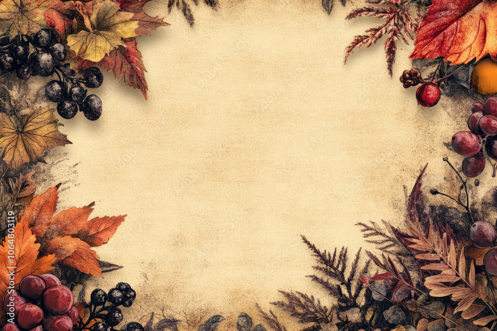 Autumn Floral Grunge Paper Frame,Thanksgiving Background,Generated By Ai Autumn Floral Grunge Paper Frame,Thanksgiving Background,Generated By Ai