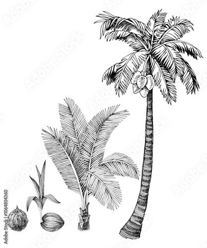 Coconut palm tree growth cycle