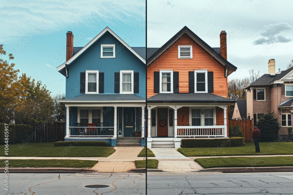 Inflation and tax with a split-screen effect, comparing affluent and struggling households Inflation and tax with a split-screen effect, comparing affluent and struggling households