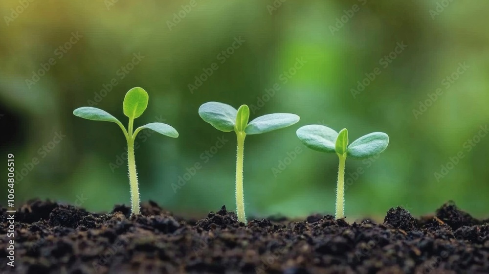 Close-up View of cascading Green Seedlings Emerging from Earth, Emphasizing Natural Textures and Harmony