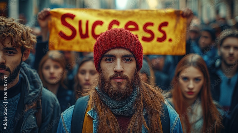 Collective Success Team Holding Success Banner Collective Success Team Holding Success Banner