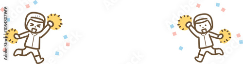 ポンポンを持って応援する食品工場のスタッフ2名