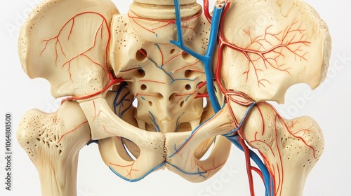 Femoral Artery: A major artery in the thigh, the femoral artery is responsible for delivering essential blood flow to the lower limbs for effective mobility.
 photo