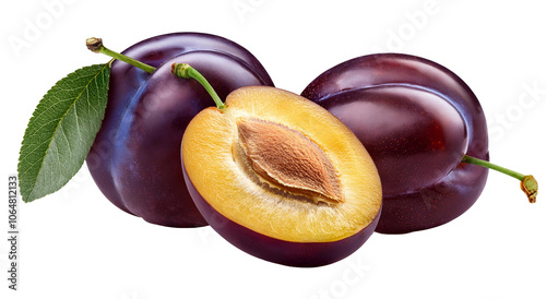 plums isolated on white
