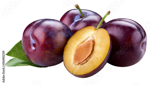 plums isolated on white background