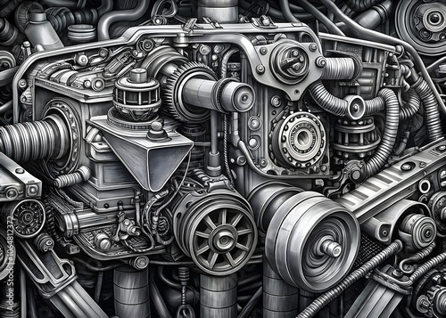 Intricate Engine Components Mechanical Design Performance Innovation Engineering
