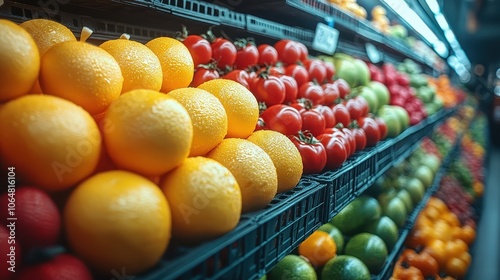 A ripe, red apple and a green, organic vegetable in a white basket, fresh produce for a healthy diet.