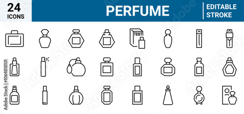 Web line icons perfume. Cosmetic, beauty, makeup. Vector illustration