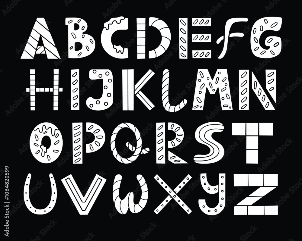 Candies font shaped alphabet set Candies font shaped alphabet set