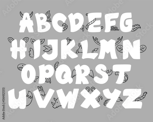 Animal font shaped alphabet set