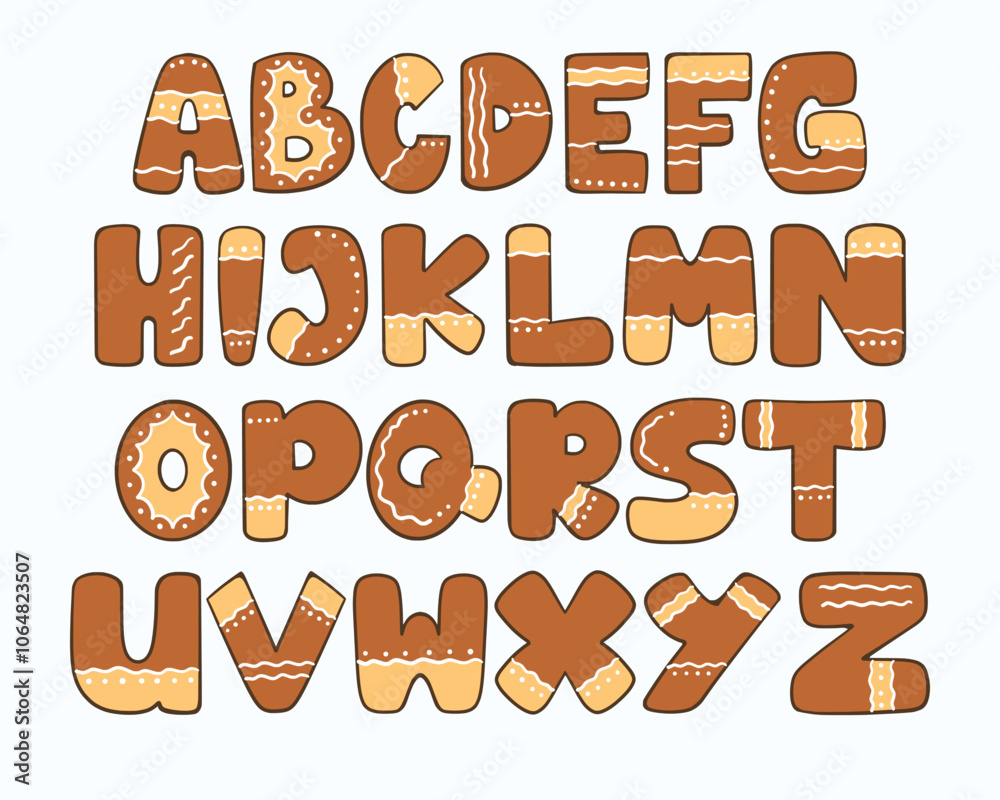 Gingerbread Colorful font shaped alphabet set Gingerbread Colorful font shaped alphabet set