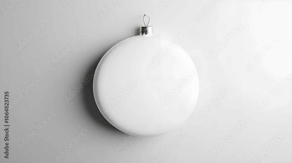 Round white blank Christmas ornament, mockup, copy space Round white blank Christmas ornament, mockup, copy space