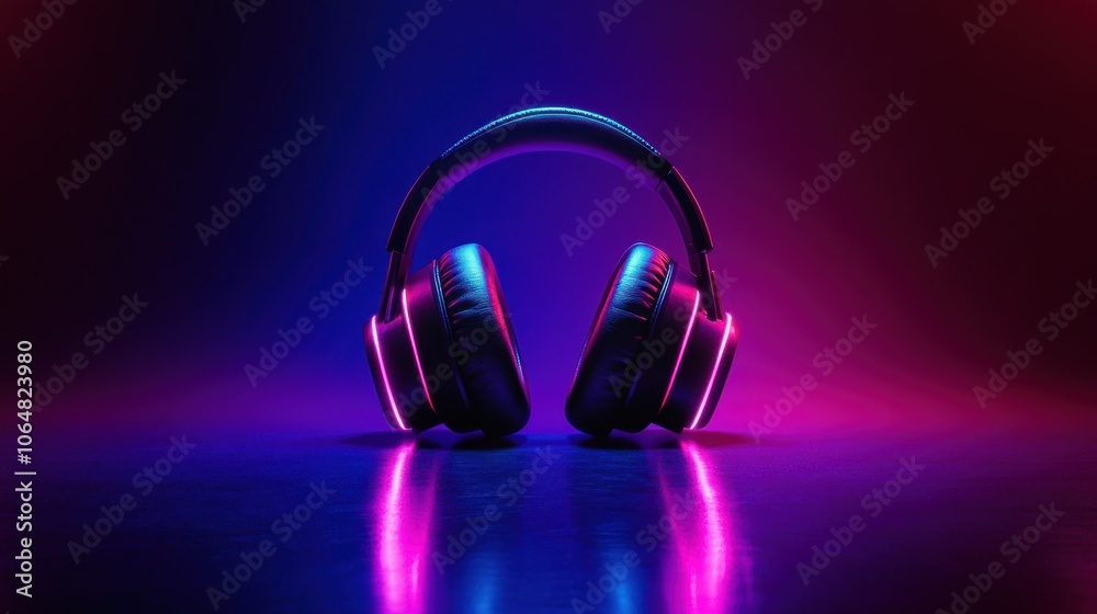 Headphones in Neon Light
