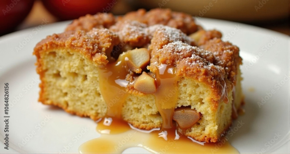 Deliciously moist apple caramel cake slice Deliciously moist apple caramel cake slice