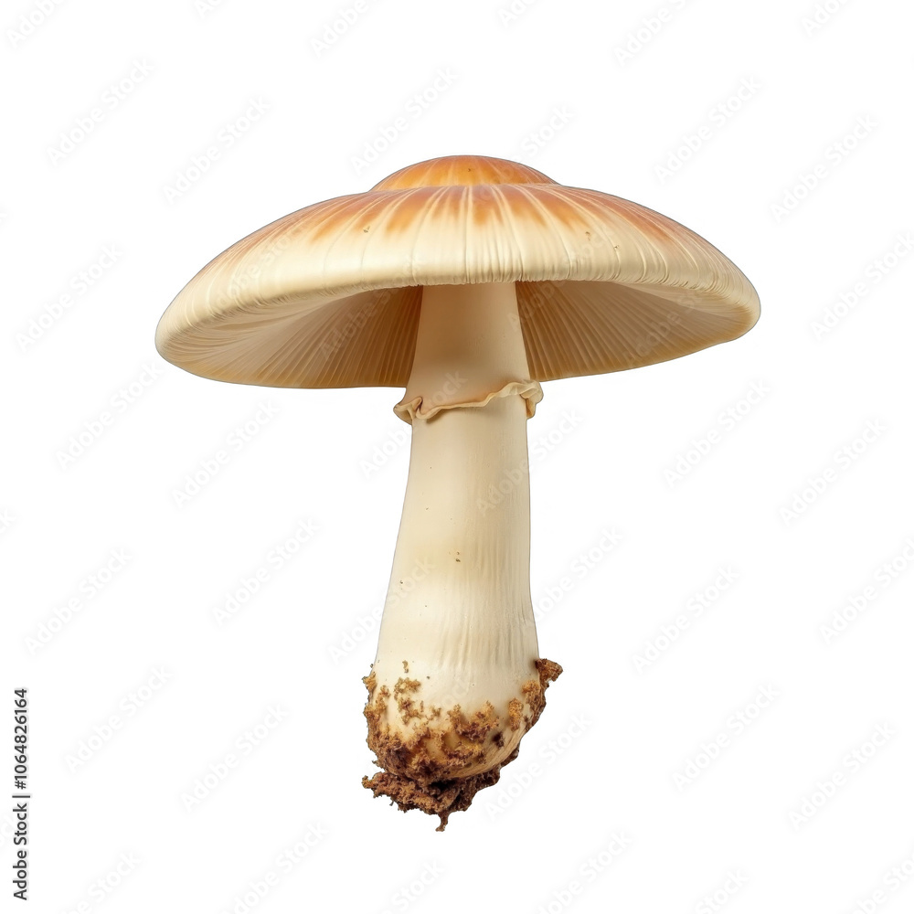 Ultra-realistic top view of Coprinus comatus mushroom on transparent background, high contrast with precise contours, no shadows, full object isolated in lifelike detail for commercial use. Ultra-realistic top view of Coprinus comatus mushroom on transparent background, high contrast with precise contours, no shadows, full object isolated in lifelike detail for commercial use.