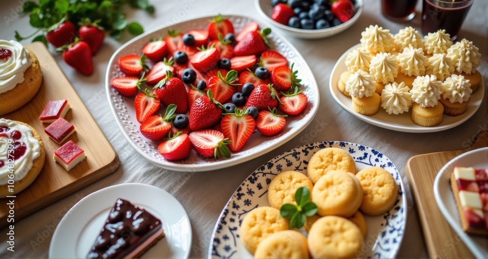 Colorful dessert spread on a table Colorful dessert spread on a table