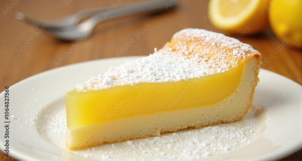 Slice of lemon cake on a plate Slice of lemon cake on a plate