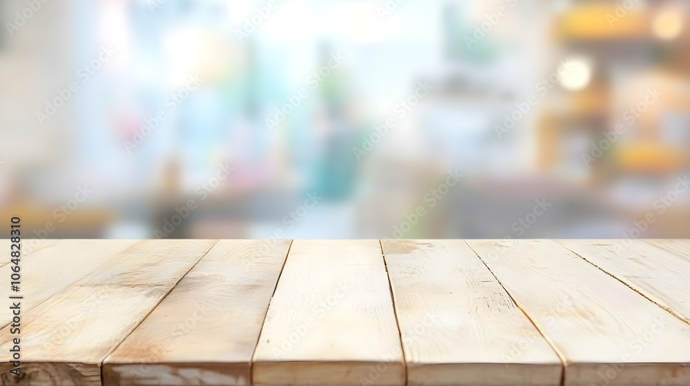 The empty wooden table top with blur background of Christmas The empty wooden table top with blur background of Christmas