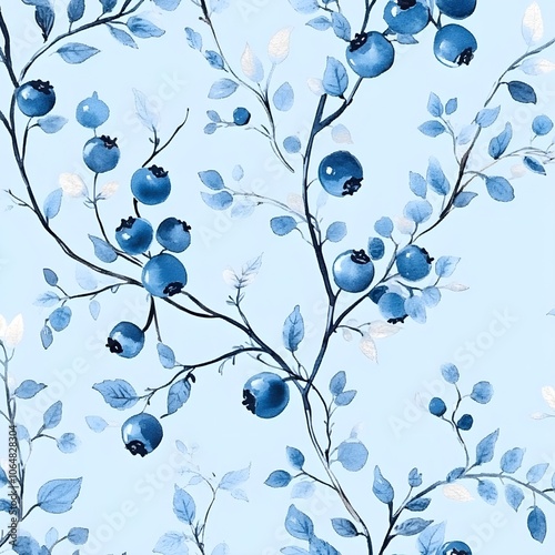 Watercolor Blueberries Pattern