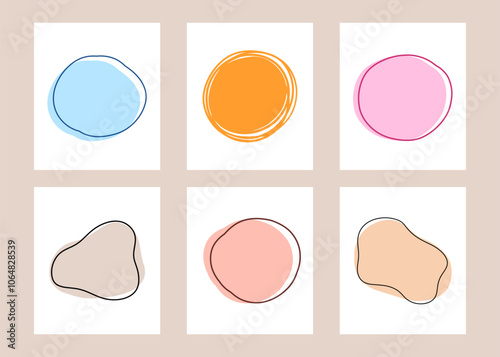 Hand drawn Circles, Ellipses Ovals Highlights Set