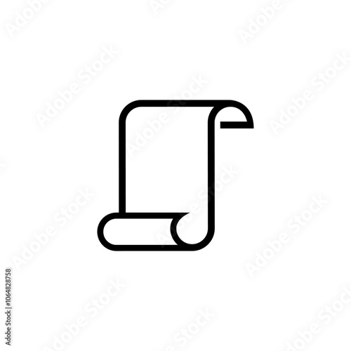 Black line icon of a paper scroll, simple and modern.
