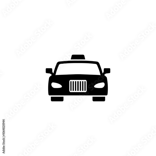 Black vector icon of a taxi cab with a rooftop sign.