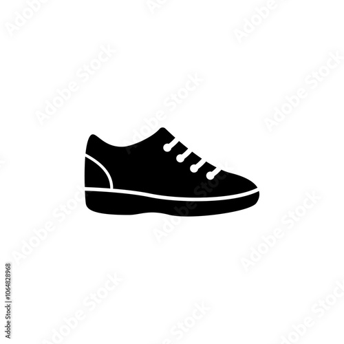 Stylish, black vector icon of a casual sneaker. Perfect for fashion and sportswear designs.