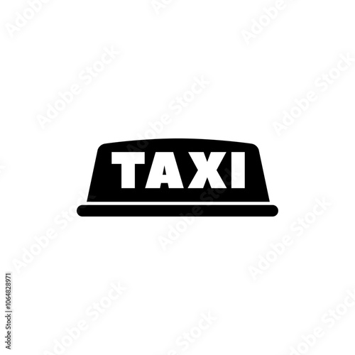 Black and white vector icon of a taxi cab sign, perfect for urban transport services.