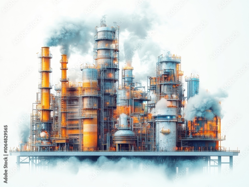 Explore the complexities of industrial growth through a stunning visual representation of a modern refinery Explore the complexities of industrial growth through a stunning visual representation of a modern refinery