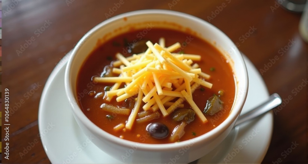 Delicious bowl of cheesy tomato soup Delicious bowl of cheesy tomato soup