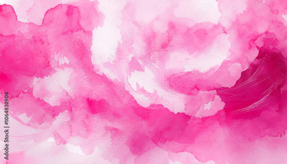 Abstract pink and white mixed watercolor painting. Hand drawn