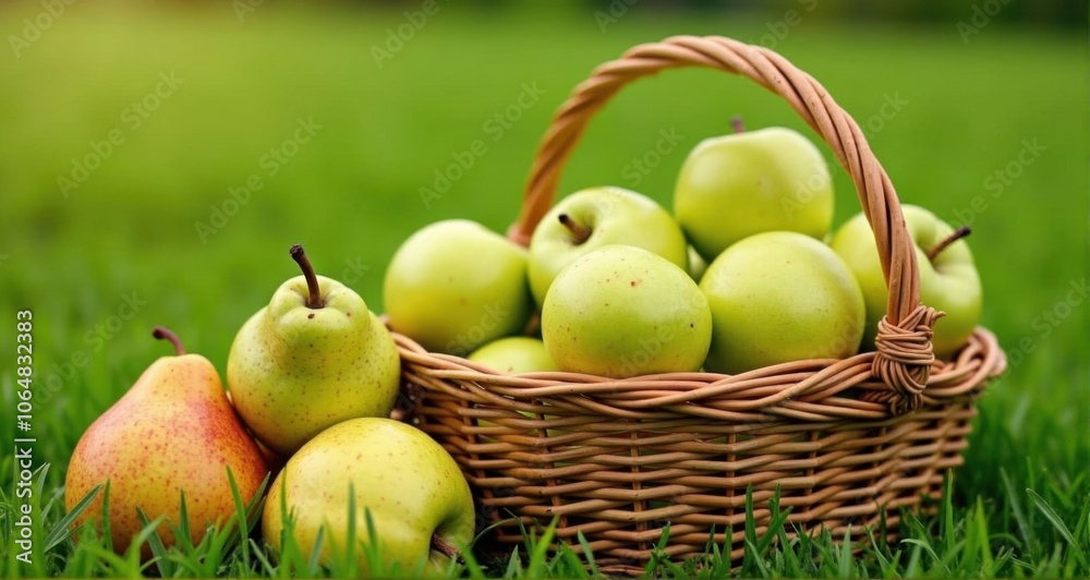 Fresh green apples in a basket Fresh green apples in a basket
