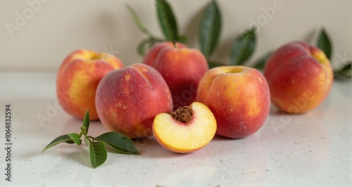 Fresh peaches with vibrant colors