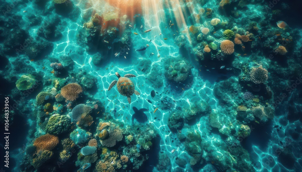 Fototapeta premium Turtle swimming in the sea