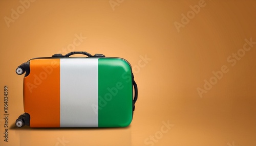 コートジボワールの国旗のスーツケース。(Cote d'Ivoire flag on a stylish suitcase and copy space.)
 photo