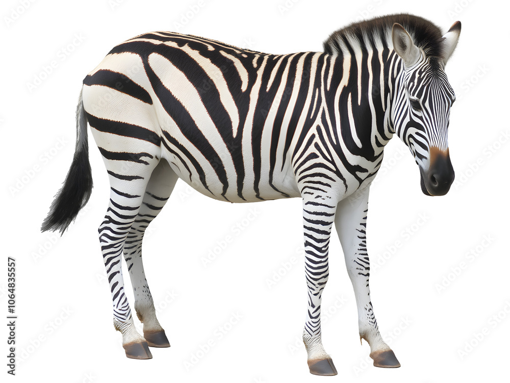 Fototapeta premium A beautiful zebra with striking black and white stripes, standing tall and proud