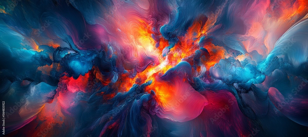 Fototapeta premium Nebula gas cosmos galaxy background. Gravity field big bang. Generative AI technology.