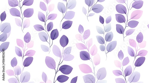 Watercolor Purple and Pink Leaves Seamless Pattern